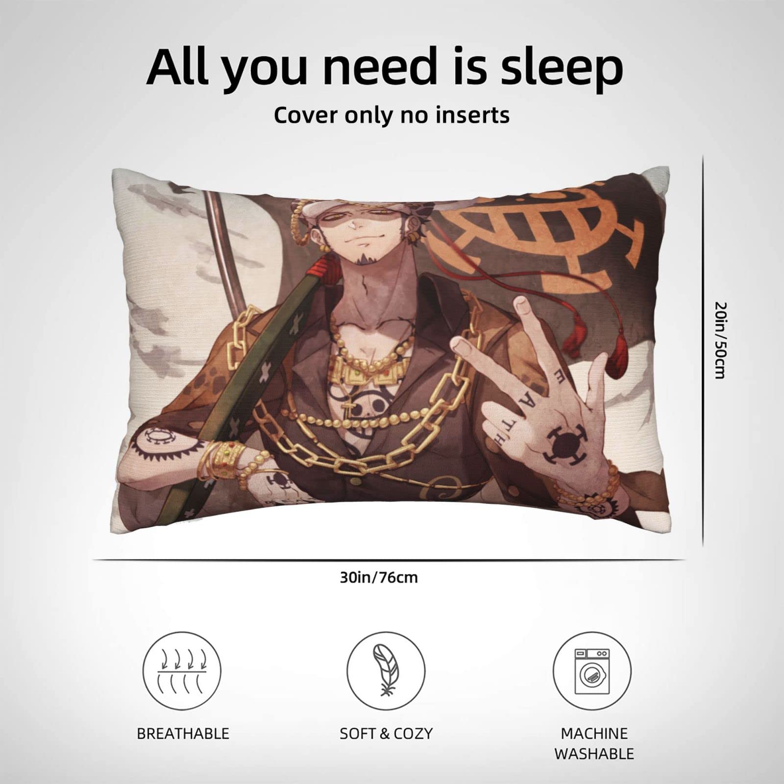 Amazon｜トラファルガー・ロー (3) 枕カバー 20x30インチ キュート